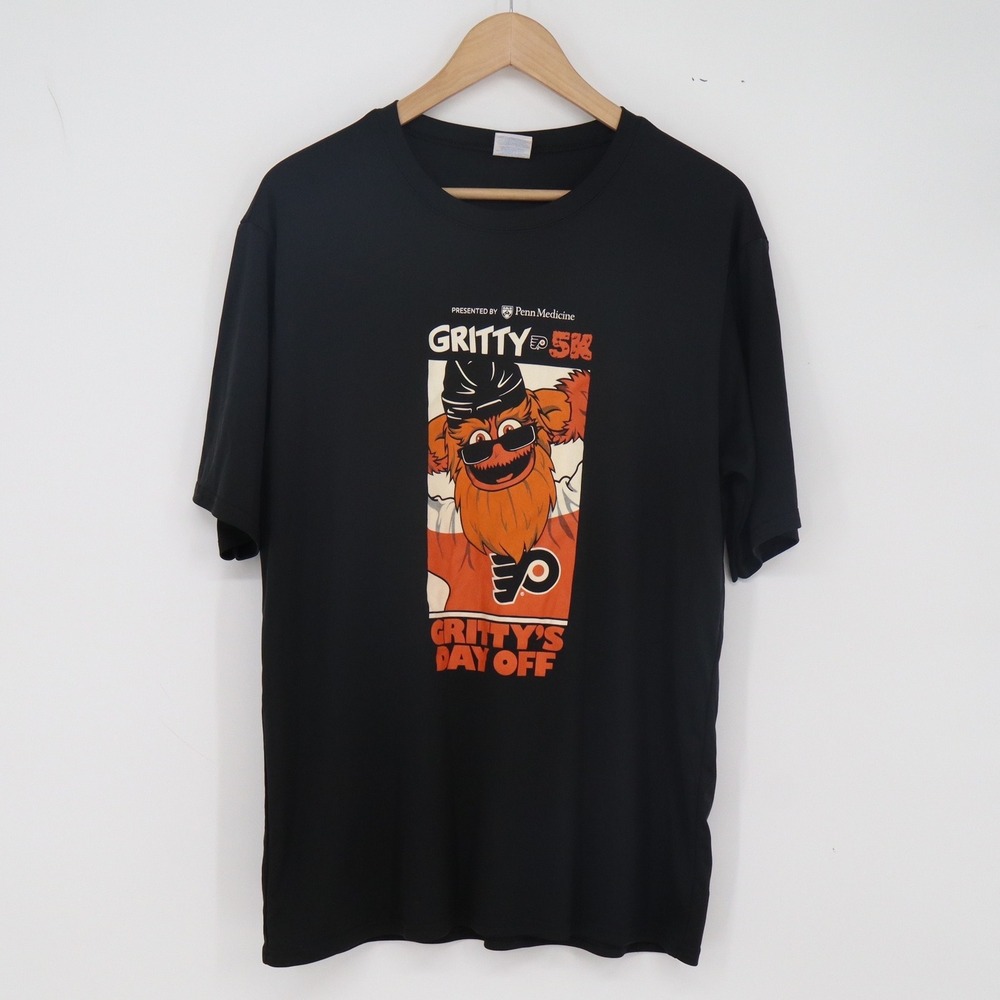 Philadelphia Flyers T-Shirt Mens L Gritty 5K Black NHL Hockey Port & Co